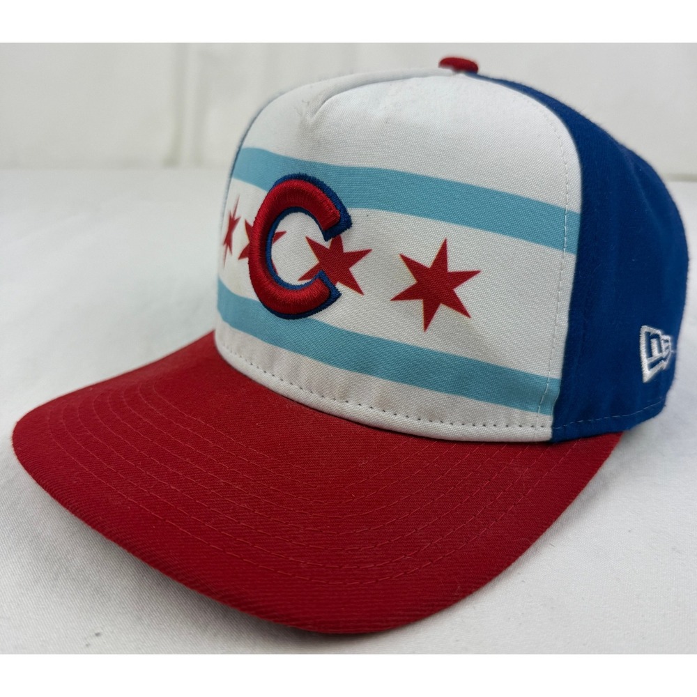 New‎ Era Chicago Cubs Flag 9FIFTY Snapback OSFM Baseball Hat Blue Red White